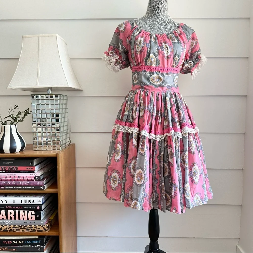 Vintage | Dresses | Vintage Floral Print Puff Sleeve Dress Square Dance  Dress Xss | Poshmark